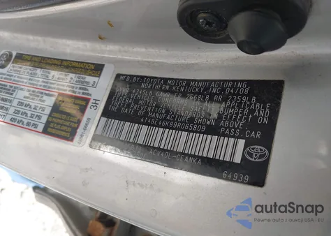 2009 Toyota Camry Le from USA, damaged, VIN 4T4BE46K89R065809